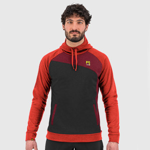 KARPOS PRAMPER HOODIE FLEECE BLACK/GRENADINE/BIKING RED