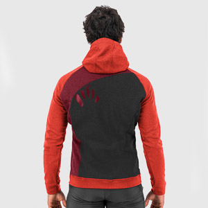 KARPOS PRAMPER HOODIE FLEECE BLACK/GRENADINE/BIKING RED