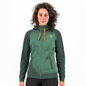 KARPOS PRAMPER ZIP HOODIE W FLEECE FROSTY S/JUNGLE GREEN